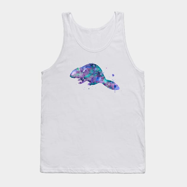 Beaver Watercolor Painting Tank Top by Miao Miao Design